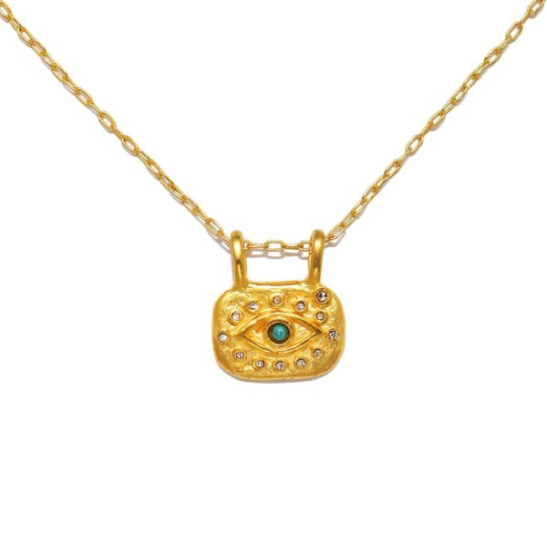 INS Zircon Eye Necklace Sliding Pendant Copper Plated Gold 18K Color Retention - Image 3