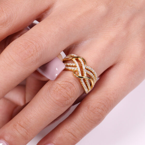 Wave Multi-layer Line Eye-catching Hollow Unique Women Ring - Image 2