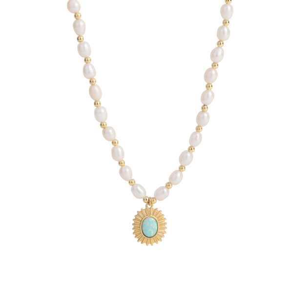 Light Luxury Design Opal Natural Pearl Necklace Sterling Silver - Image 2