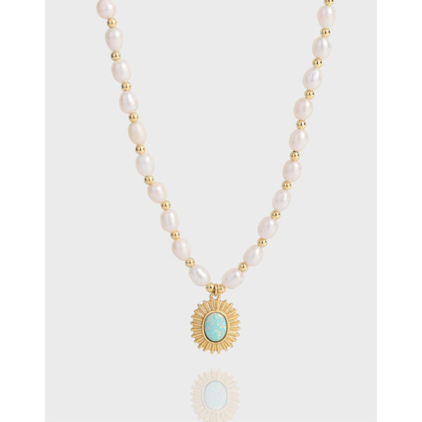 Light Luxury Design Opal Natural Pearl Necklace Sterling Silver - Image 4