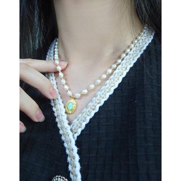 Light Luxury Design Opal Natural Pearl Necklace Sterling Silver - Image 6