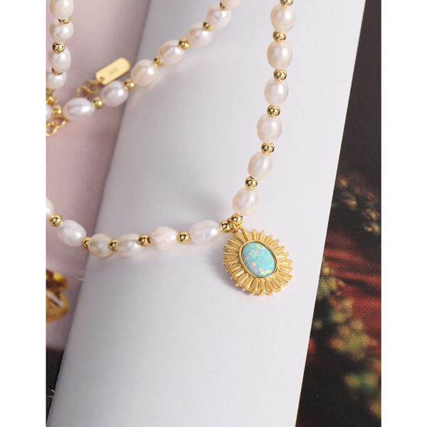 Light Luxury Design Opal Natural Pearl Necklace Sterling Silver - Image 3