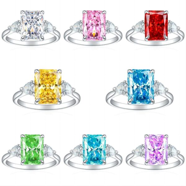 Flame Ice Flower Square Diamond Ring For Women - Image 7