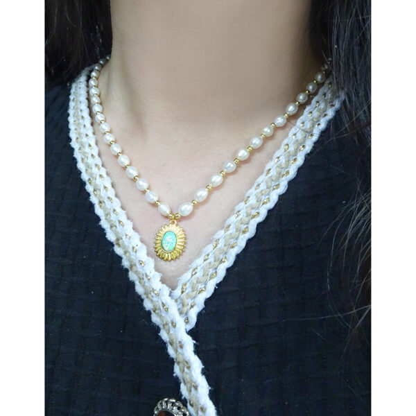 Light Luxury Design Opal Natural Pearl Necklace Sterling Silver - Image 7