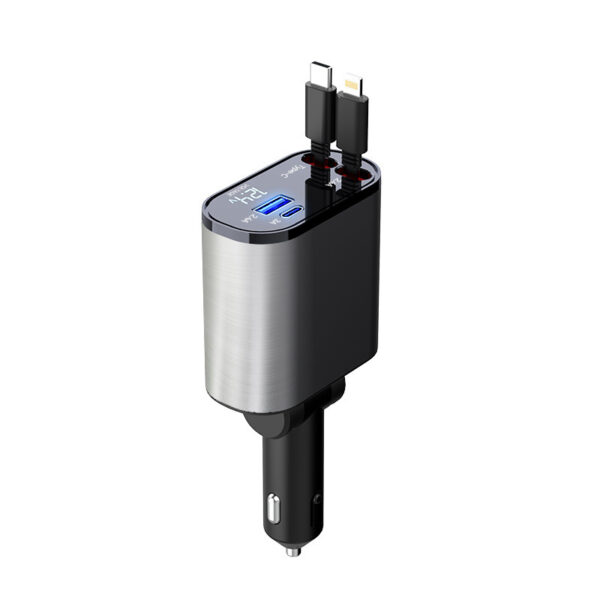 Metal Car Charger 100W Super Fast Charging Car Cigarette Lighter USB And TYPE-C Adapter - Image 4