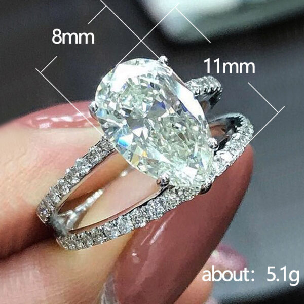 Pear-shaped Water Drop Zircon Double Line Single Ring - Image 2