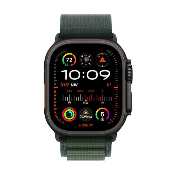 Apple Watch Ultra 2 [GPS + Cellular 49mm] Smartwatch, Sport Watch with Black Titanium Case with Dark Green Alpine Loop - M. Fitness Tracker, Precision GPS, Action Button, Carbon Neutral - Image 4